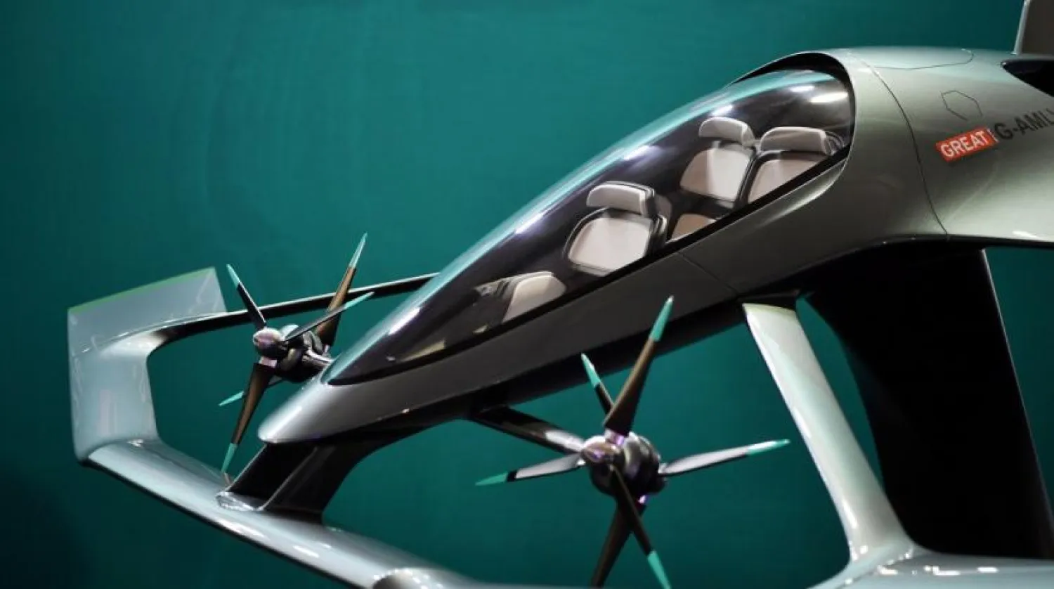 File Photo: A model of the Aston Martin Vision Volante Concept aircraft is displayed at the Farnborough Airshow, southwest of London, on July 17, 2018. (AFP/Ben Stansall)
