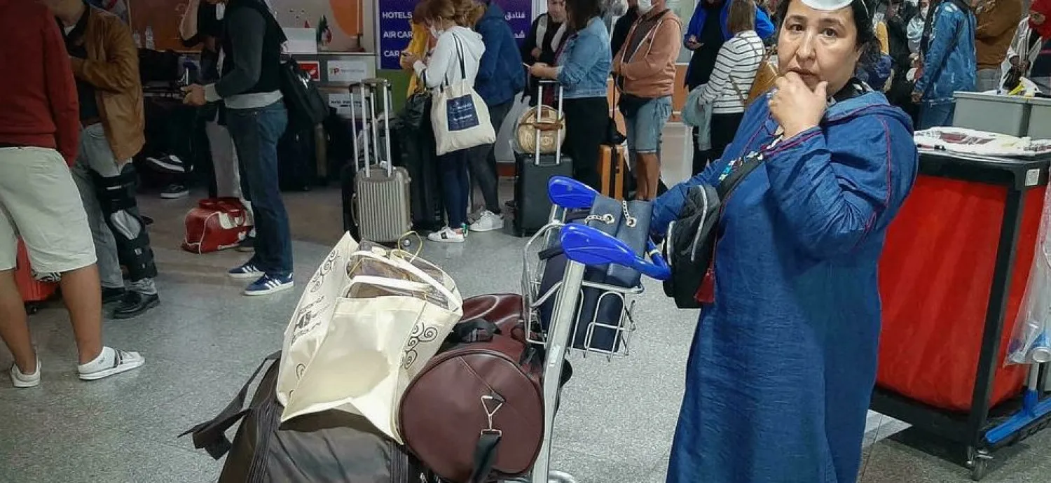 File photo: Passengers wait for their flights at the Marrakesh Airport on March 15, 2020. Morocco’s borders have been de facto closed since December. © AFP
