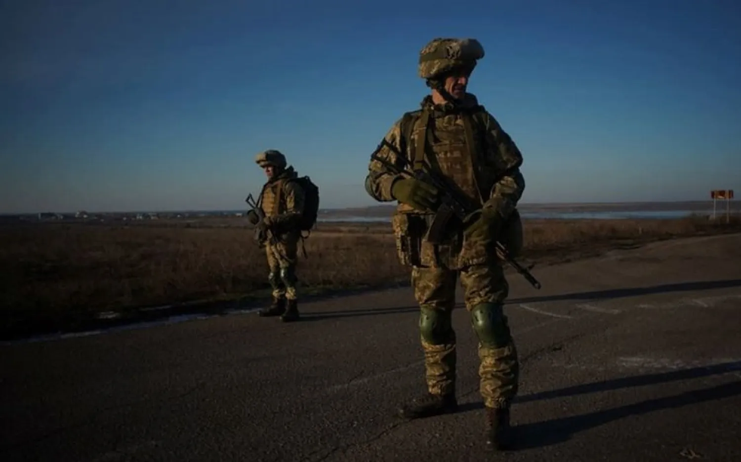 
Service members of the 28th Separate Mechanized Brigade of the Ukrainian Armed Forces take part in coastal defense drills in the Odessa region, Ukraine, in this handout picture released January 28, 2022. (Ukrainian Defense Ministry/Handout via Reuters)
