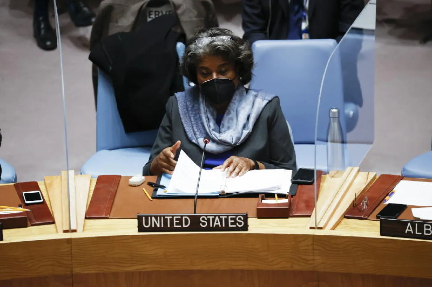 السفيرة الأميركية لدى الأمم المتحدة ليندا توماس-غرينفيلد (إ.ب.أ)