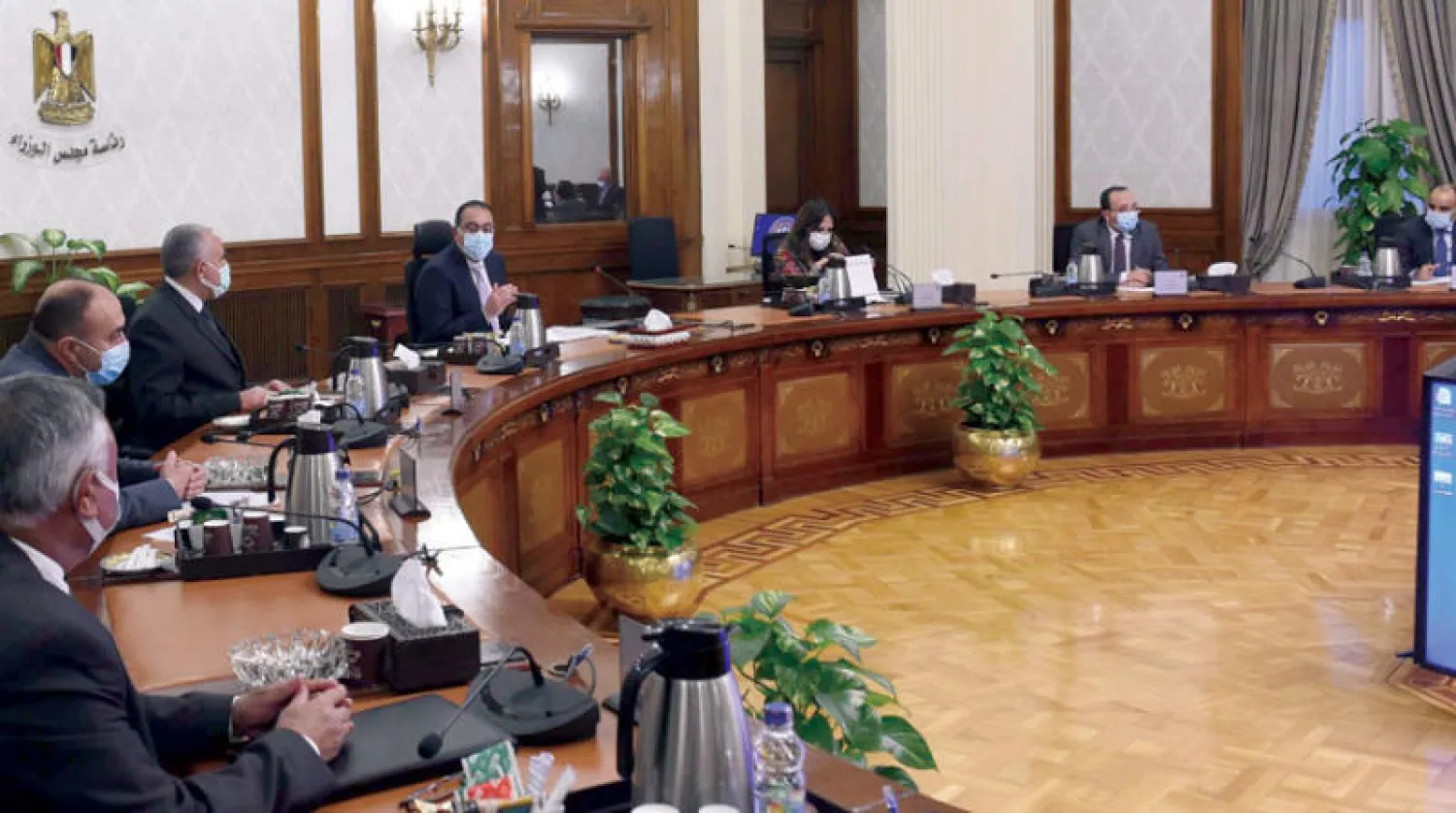 صورة لاجتماع الحكومة أمس (مجلس الوزراء المصري)