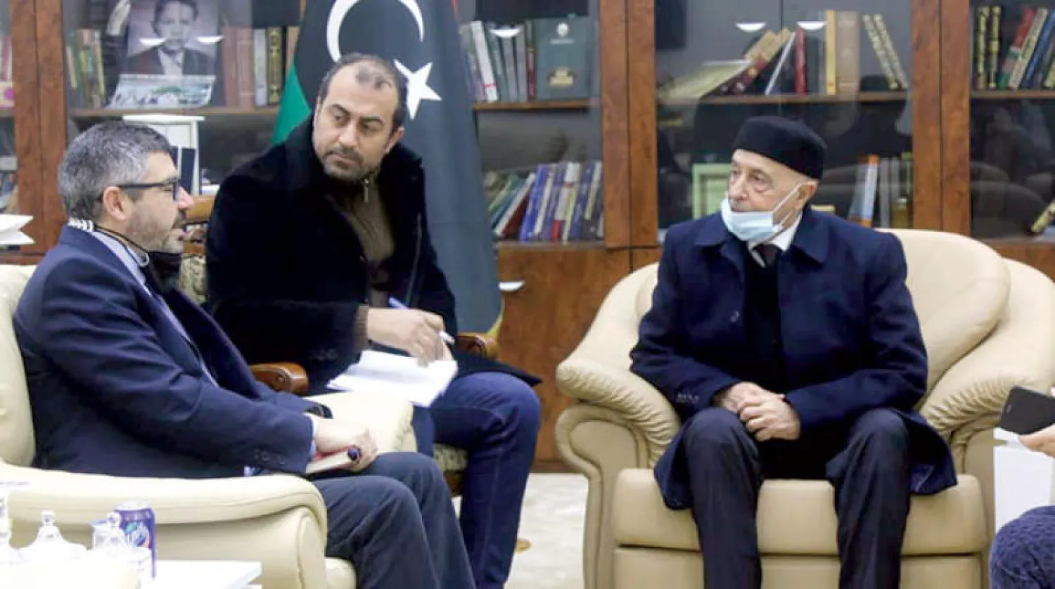 رئيس مجلس النواب مستقبلاً سفير الاتحاد الأوروبي لدى ليبيا (المكتب الإعلامي لرئيس المجلس)