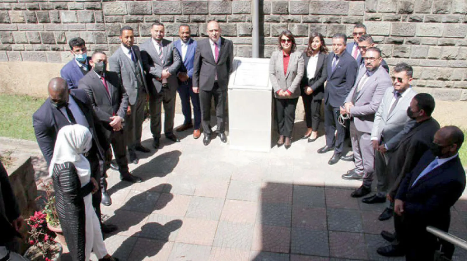 وزيرة الخارجية الليبية نجلاء المنقوش تضع حجر أساس مبنى سفارة بلادها في أديس أبابا (وزارة الخارجية)