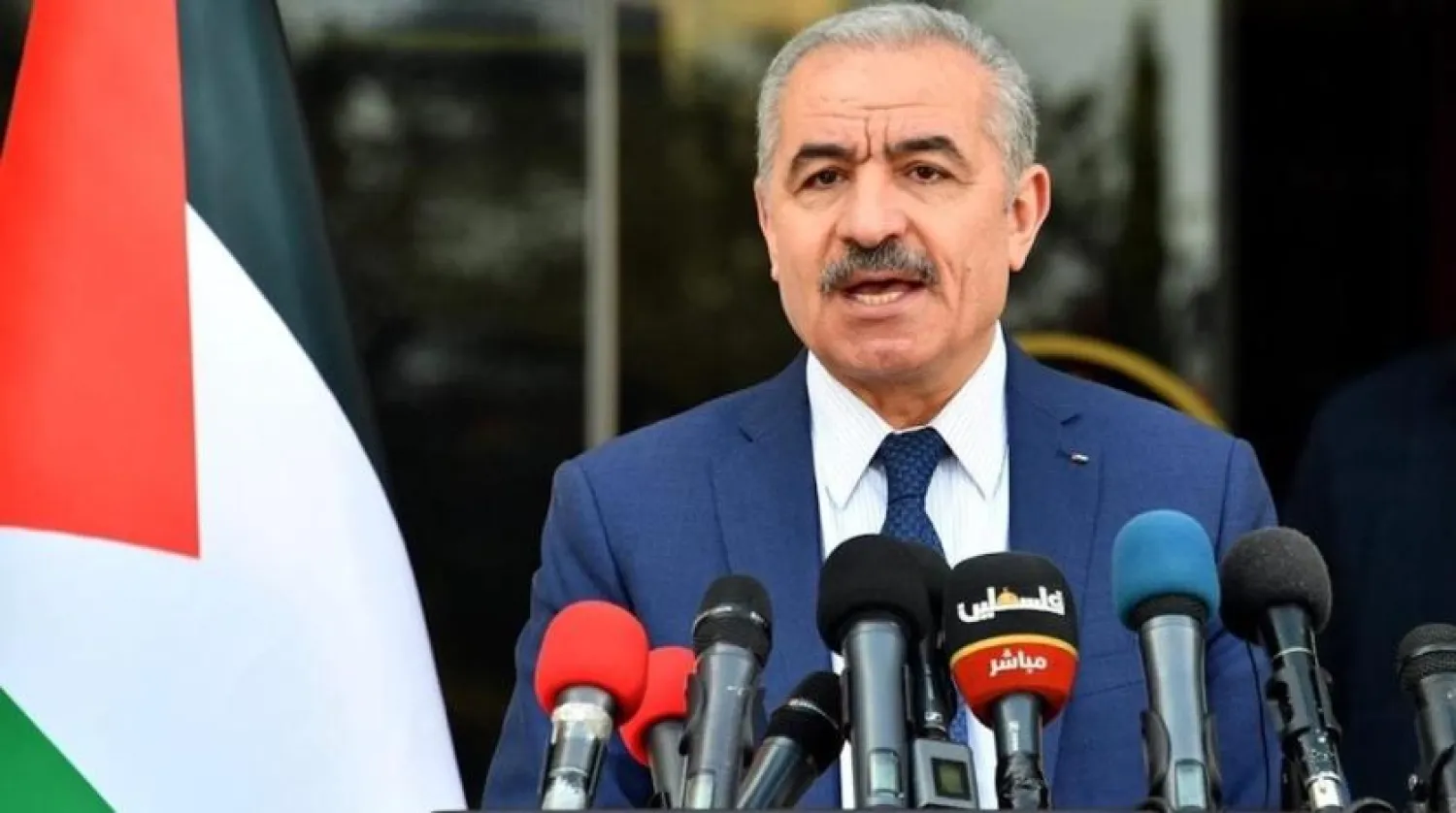 Palestinian Prime Minister Mohammad Shtayyeh holds a press conference in Ramallah, West Bank on April 13, 2020. (Premier’s media office)
