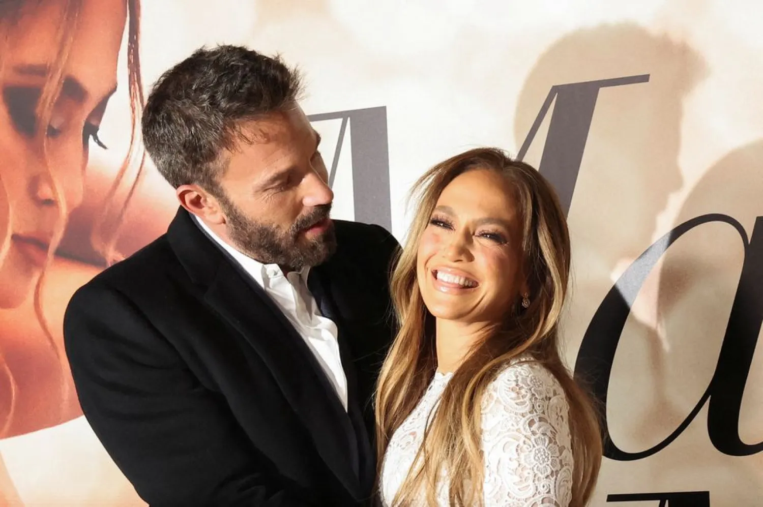 Jennifer Lopez and Ben Affleck attend a special screening of the film "Marry Me" at the Directors Guild of America in Los Angeles, California, US, February 8, 2022. (Reuters)
