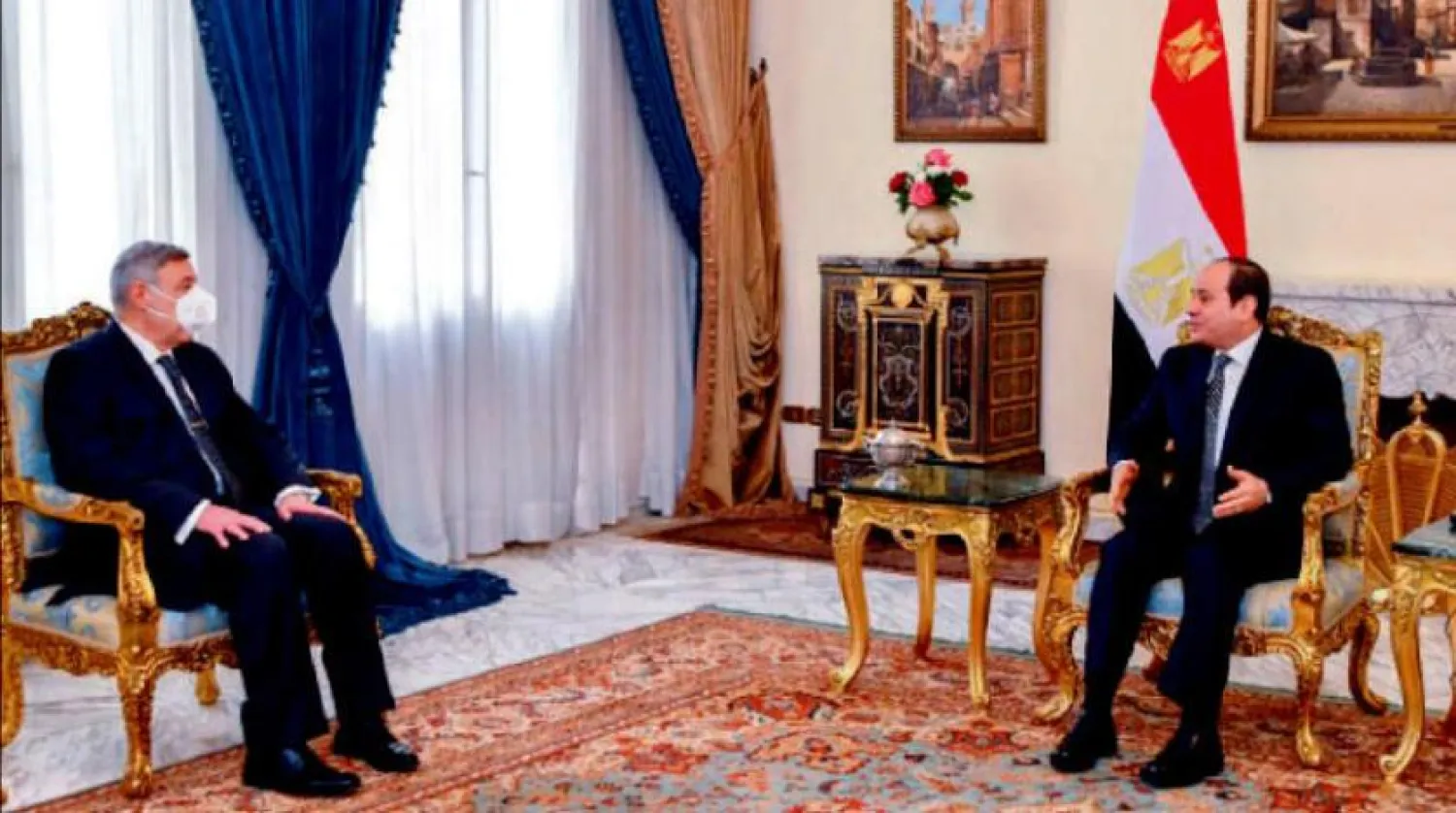 بولس فهمی رئیس جدید دادگاه عالی قانون اساسی در دیدار با رئیس‌جمهوری مصر (AP)
