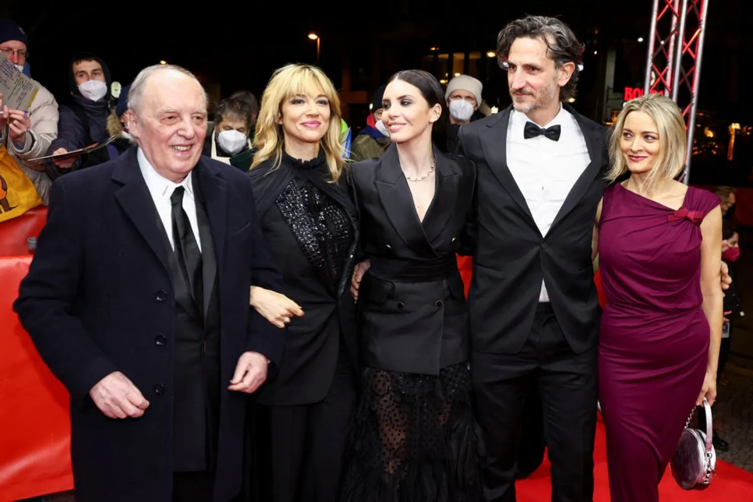 Director Dario Argento and cast members Asia Argento, Ilenia Pastorelli, Andrea Gherpelli and Maria Rosaria Russo arrive at the red carpet to promote the movie "Occhiali neri" (Dark Glasses) at the 72nd Berlinale International Film Festival in Berlin, Germany, February 11, 2022. (Reuters)