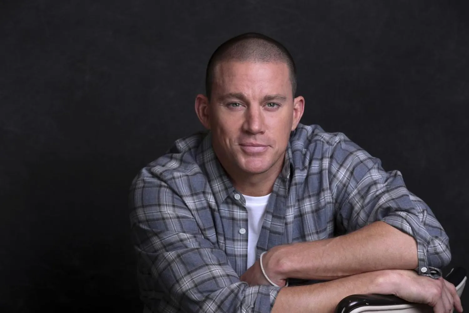Channing Tatum poses for a portrait at the Four Seasons Hotel to promote his film "Dog" in Los Angeles on Feb. 6, 2022. (AP)