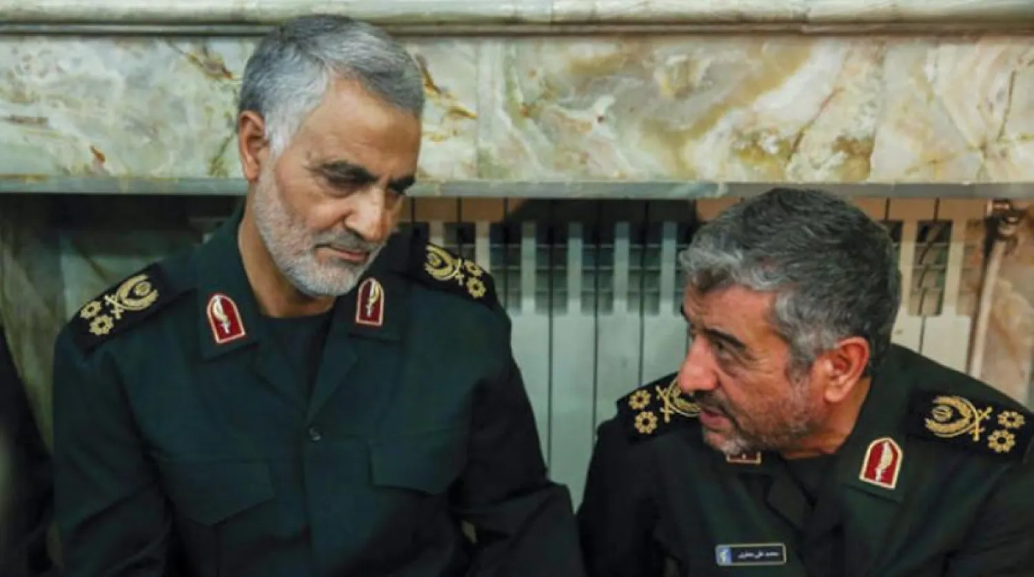 Qassim Soleimani and Mohammed-Ali Jafari at an IRGC event (File photo: ISNA)