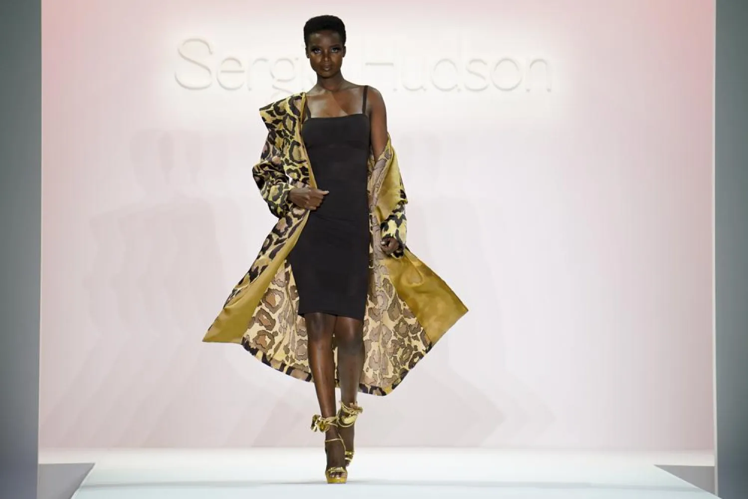 Fashion from Sergio Hudson's fall/winter 2022 collection is modeled during Fashion Week, Sunday, Feb. 13, 2022, in New York. (AP)