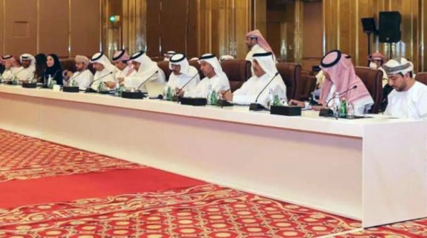 Officials at the meeting in Doha. (Asharq Al-Awsat)