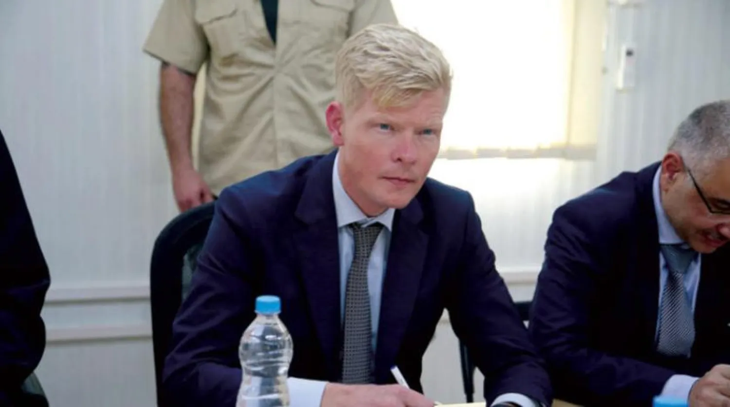 UN Special Envoy for Yemen Hans Grundberg with local officials in Hodeidah. (AFP)