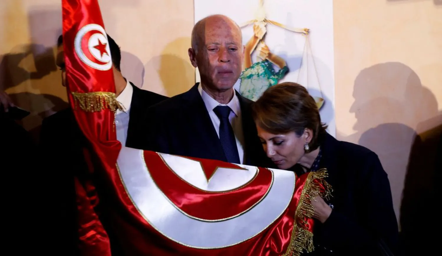 Tunisian presidential candidate Kais Saied and his wife Ichraf Chebil. REUTERS/Zoubeir Souissi

