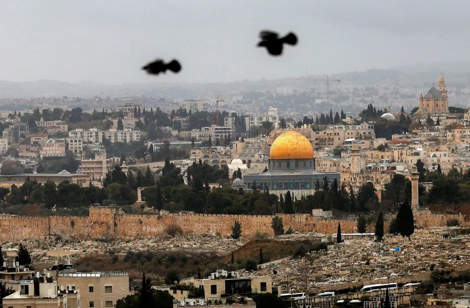 A general view from the Mount of Olives shows Jerusalem's Old City with the Dome of the Rock in the al-Aqsa compound, Dec. 9, 2021. (AFP)