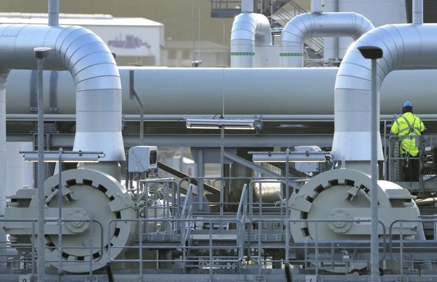 FILE - Pipes at the landfall facilities of the 'Nord Stream 2' gas pipeline are pictured in Lubmin, northern Germany, on Feb. 15, 2022. (AP Photo/Michael Sohn, File)

