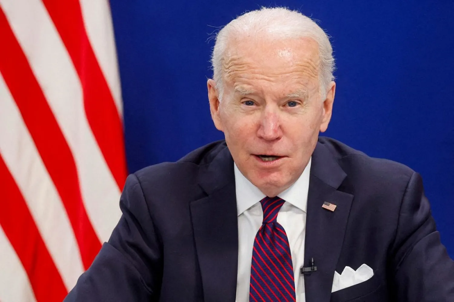 US President Joe Biden holds a virtual meeting with the President's Council of Advisors on Science and Technology in the South Court Auditorium on the White House campus in Washington, US, January 20, 2022. (Reuters)