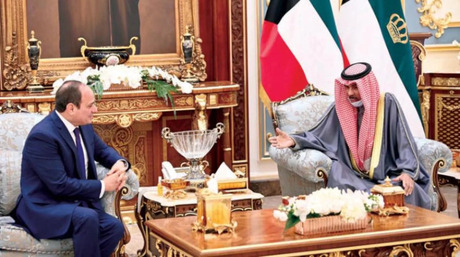 Kuwaiti Emir Sheikh Nawaf al-Ahmad Al Sabah meets with Egyptian President Abdel Fattah al-Sisi (KUNA) 