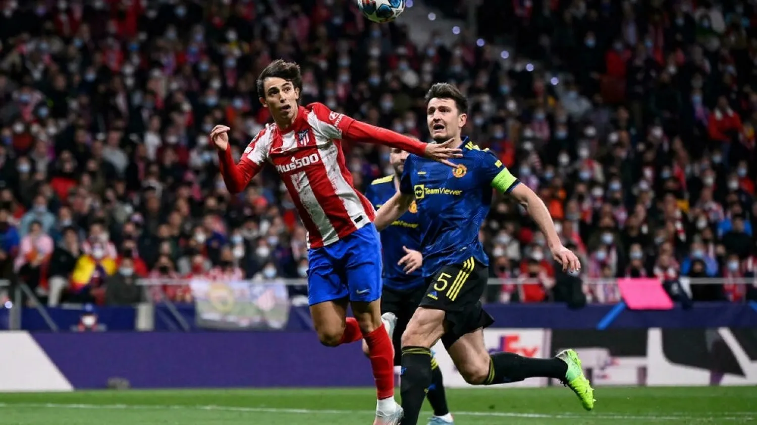 Joao Felix headed Atletico Madrid into the lead against Manchester United on Wednesday. OSCAR DEL POZO AFP
