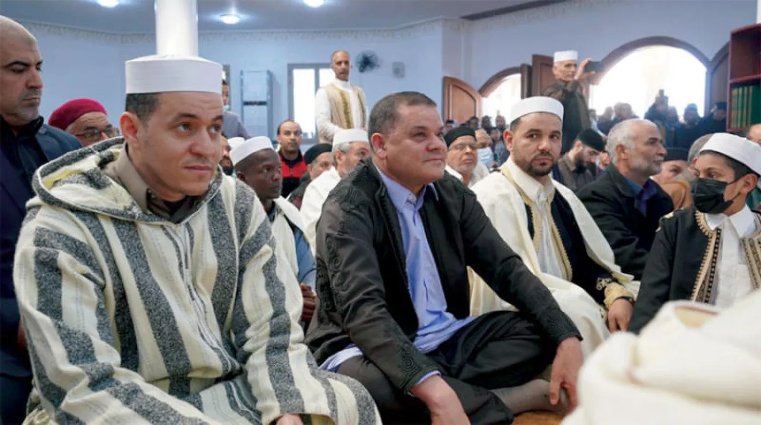 عبد الحميد الدبيبة لدى مشاركته في افتتاح مسجد بزليتن (المركز الإعلامي للحكومة)