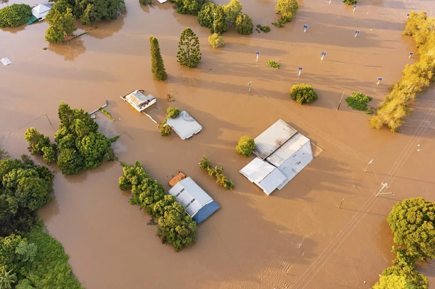 n this photo provided by the Fraser Coast Regional Council, water floods streets and houses in Maryborough, Australia, Monday, Feb. 28, 2022. (AP)