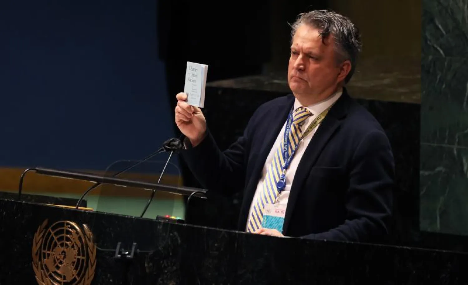 كيسليتسيا خلال كلمة ألقاها أمام الجمعية العامة للأمم المتحدة في نيويورك اليوم (أ.ف.ب)