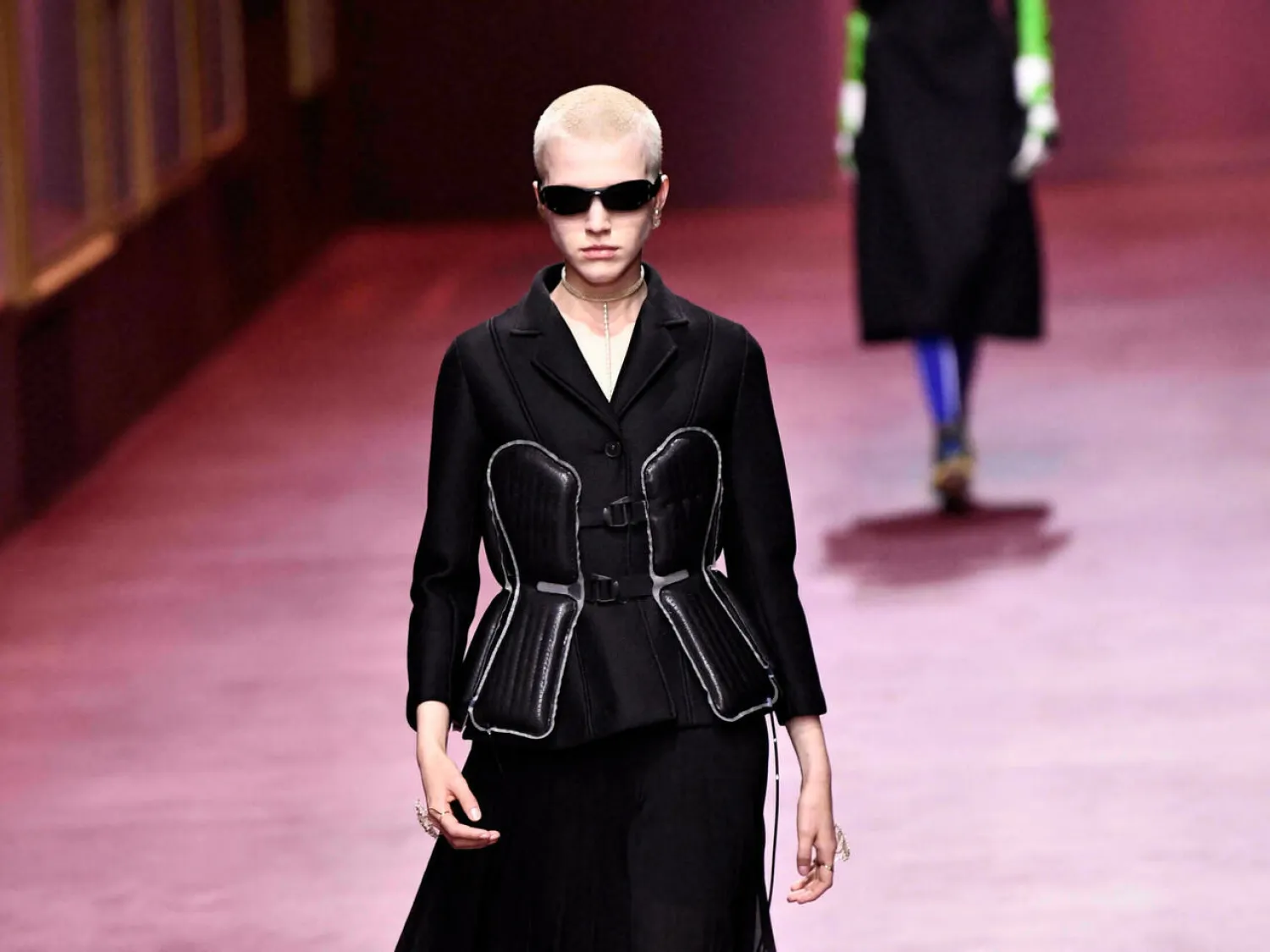 A reworked Bar jacket with its own internal heating system was among Dior's new designs. STEPHANE DE SAKUTIN AFP
