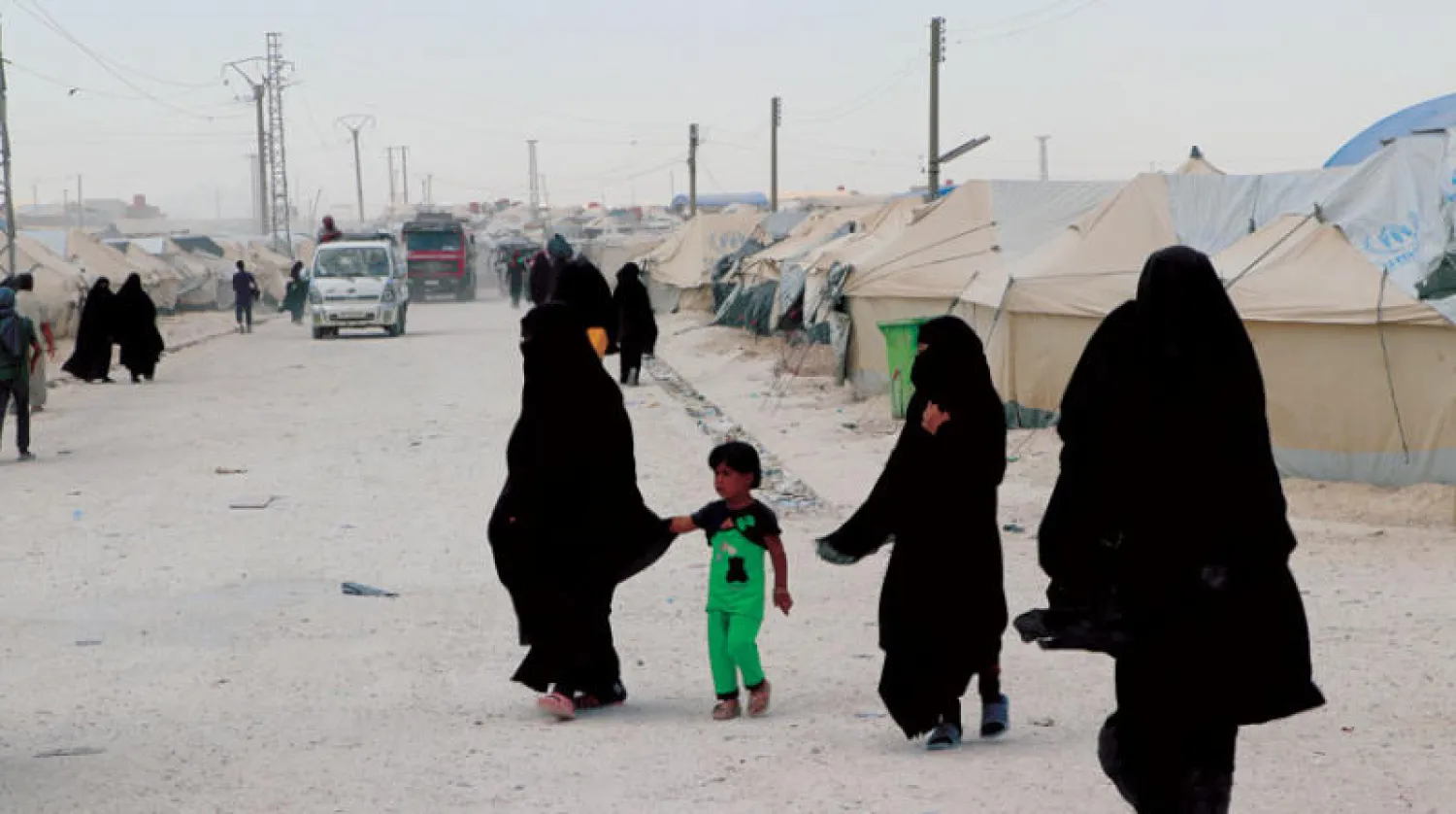 نساء في مخيم الهول شمال شرقي سوريا (الشرق الأوسط)