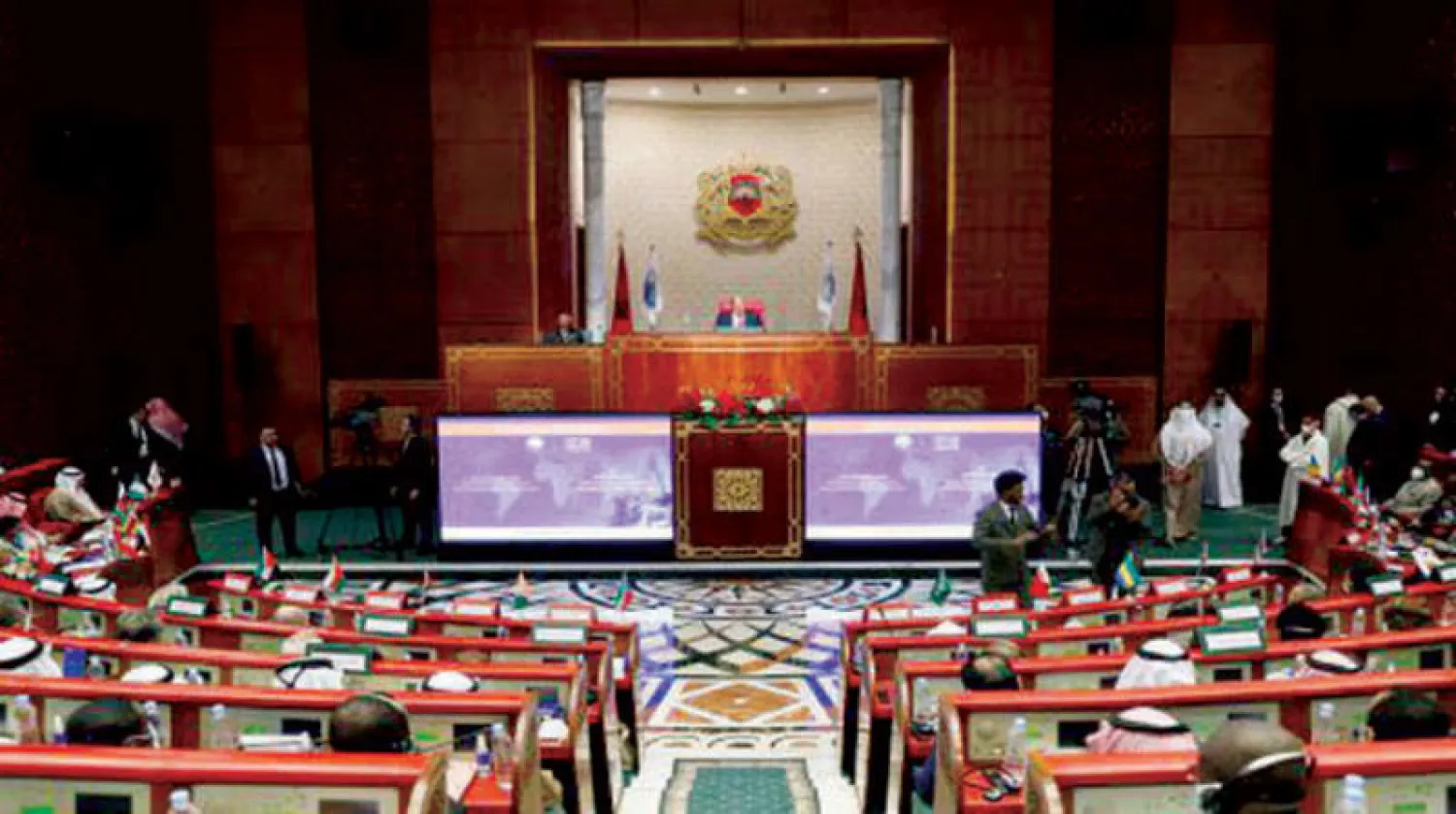 جانب من اجتماعات مؤتمر «رابطة مجالس الشيوخ والشورى» أمس (الشرق الأوسط)