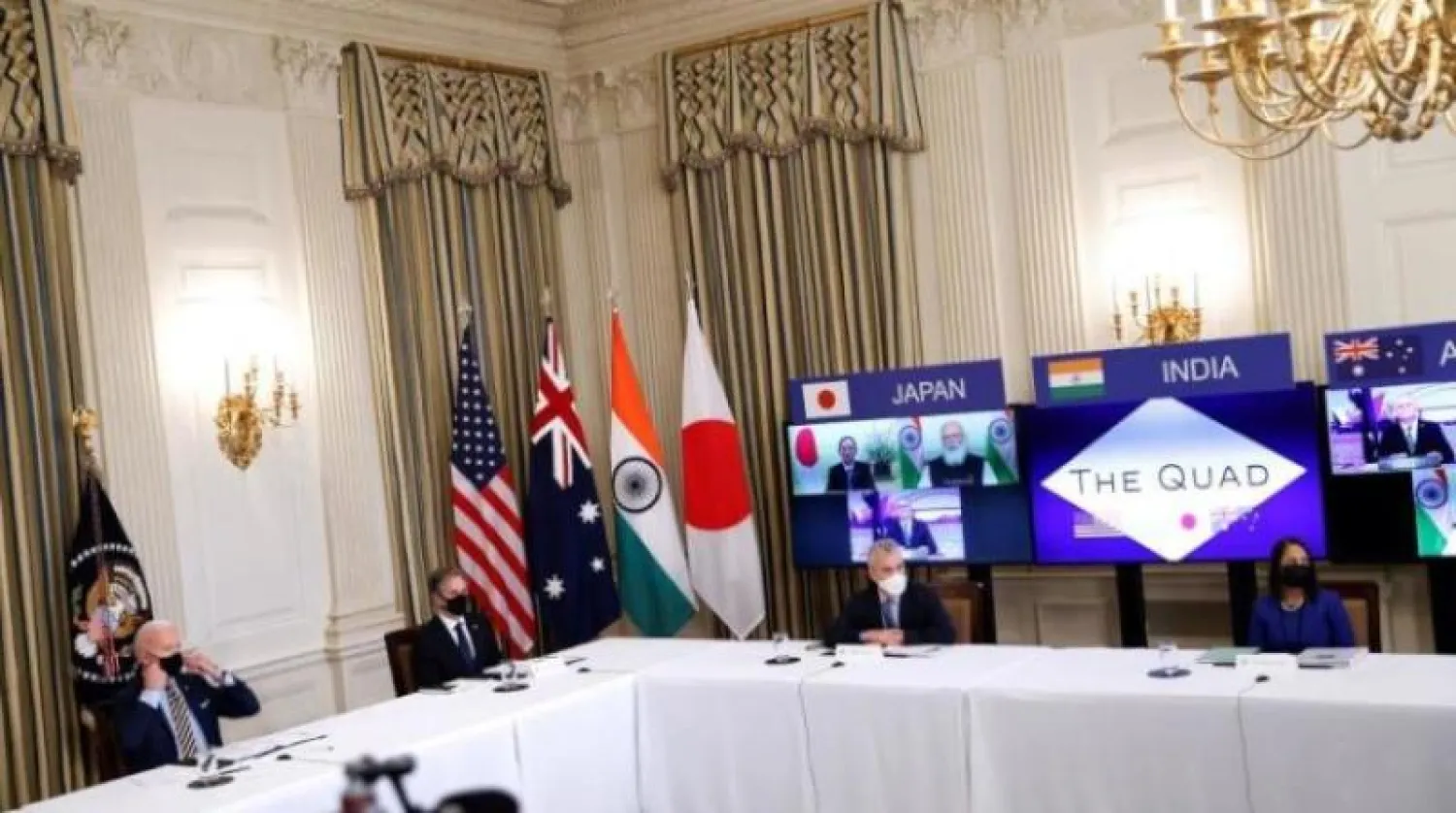 الرئيس الأميركي جو بايدن خلال قمة سابقة مع قادة أستراليا والهند واليابان (رويترز)