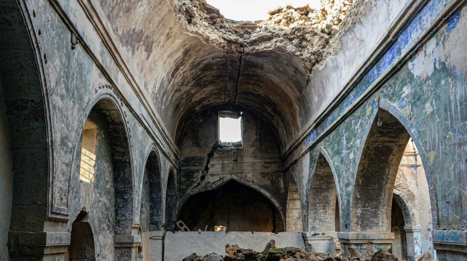 Ruins of the Sasson synagogue in Iraq's northern city of Mosul Zaid AL-OBEIDI AFP

