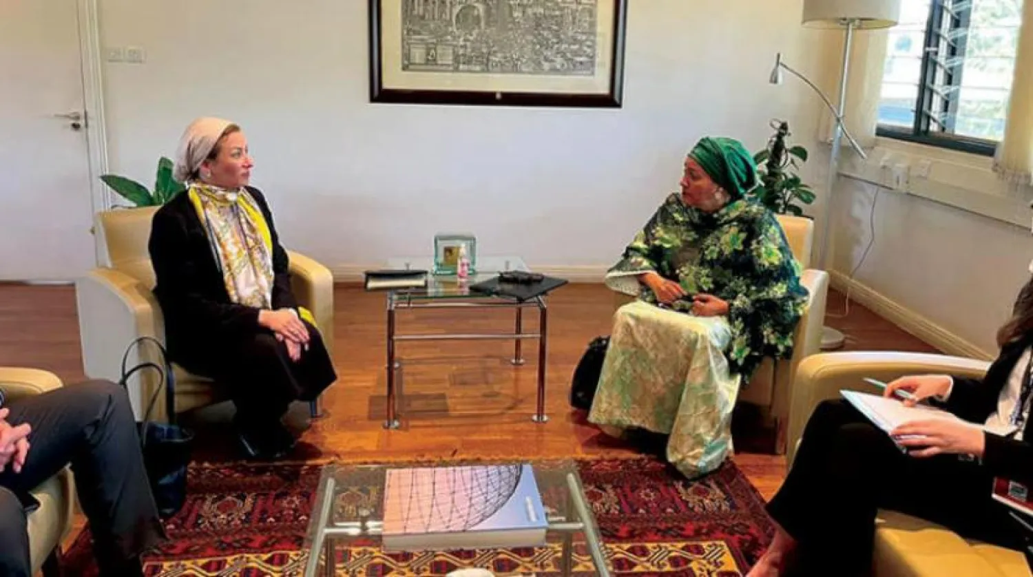 Egypt’s Environment Minister Yasmine Fouad meets with Deputy Secretary-General of the United Nations and Chair of the United Nations Sustainable Development Group Amina Mohamed. (Egyptian government)