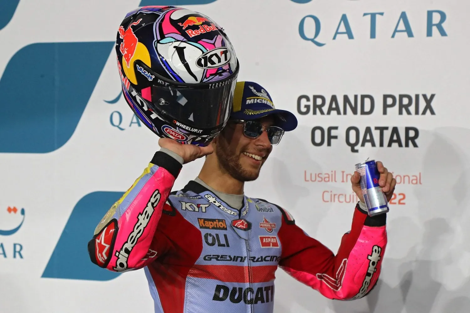 Gresini Racing's Enea Bastianini claimed his maiden MotoGP victory in Qatar. (AFP)