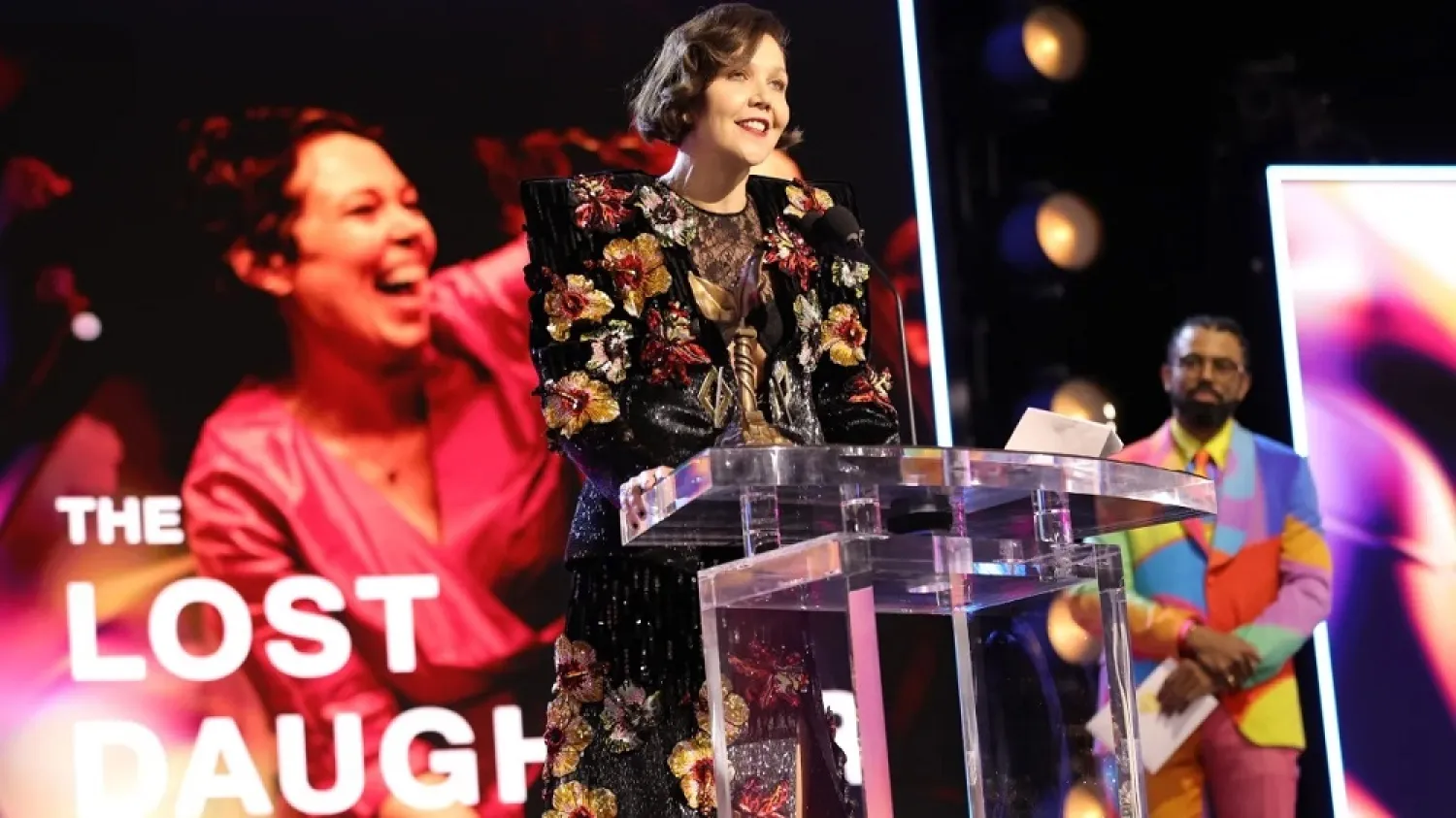 Maggie Gyllenhaal accepts the Best Screenplay award for ‘The Lost Daughter’ onstage during the 2022 Film Independent Spirit Awards on March 6, 2022 in Santa Monica, California. (Getty Images)