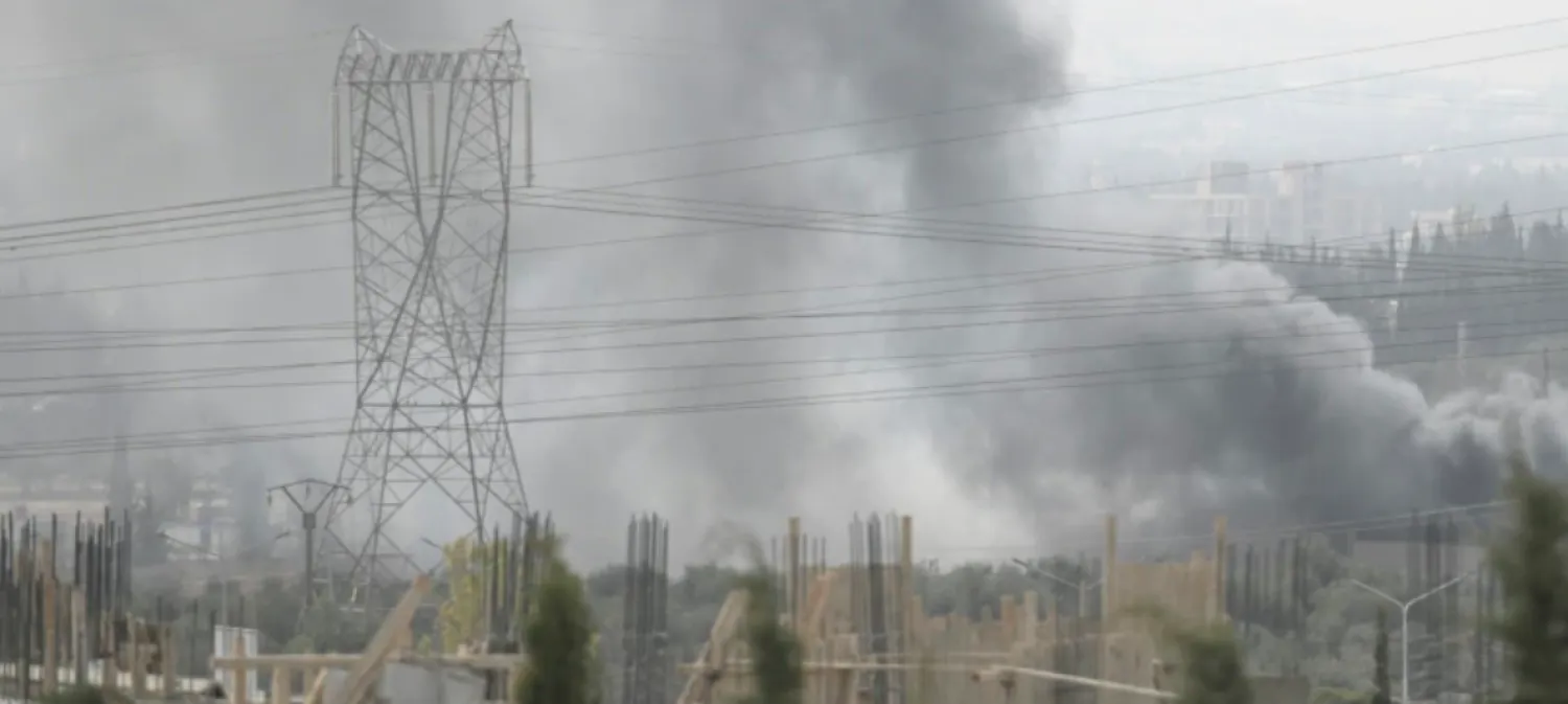 Smoke rises in the countryside of Damascus, Syria, on Oct. 30, 2021, following what Syrian state media said was an Israeli airstrike.