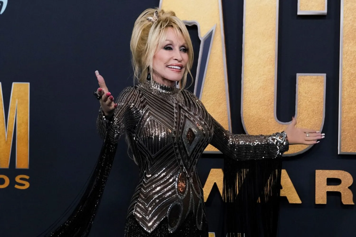 Dolly Parton attends the 57th Annual Academy of Country Music Awards in Las Vegas, Nevada, US, March 7, 2022. (Reuters)