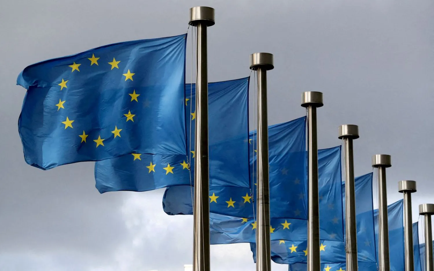 EU flags flutter in front of the European Commission headquarters in Brussels, Belgium October 2, 2019. (Reuters)