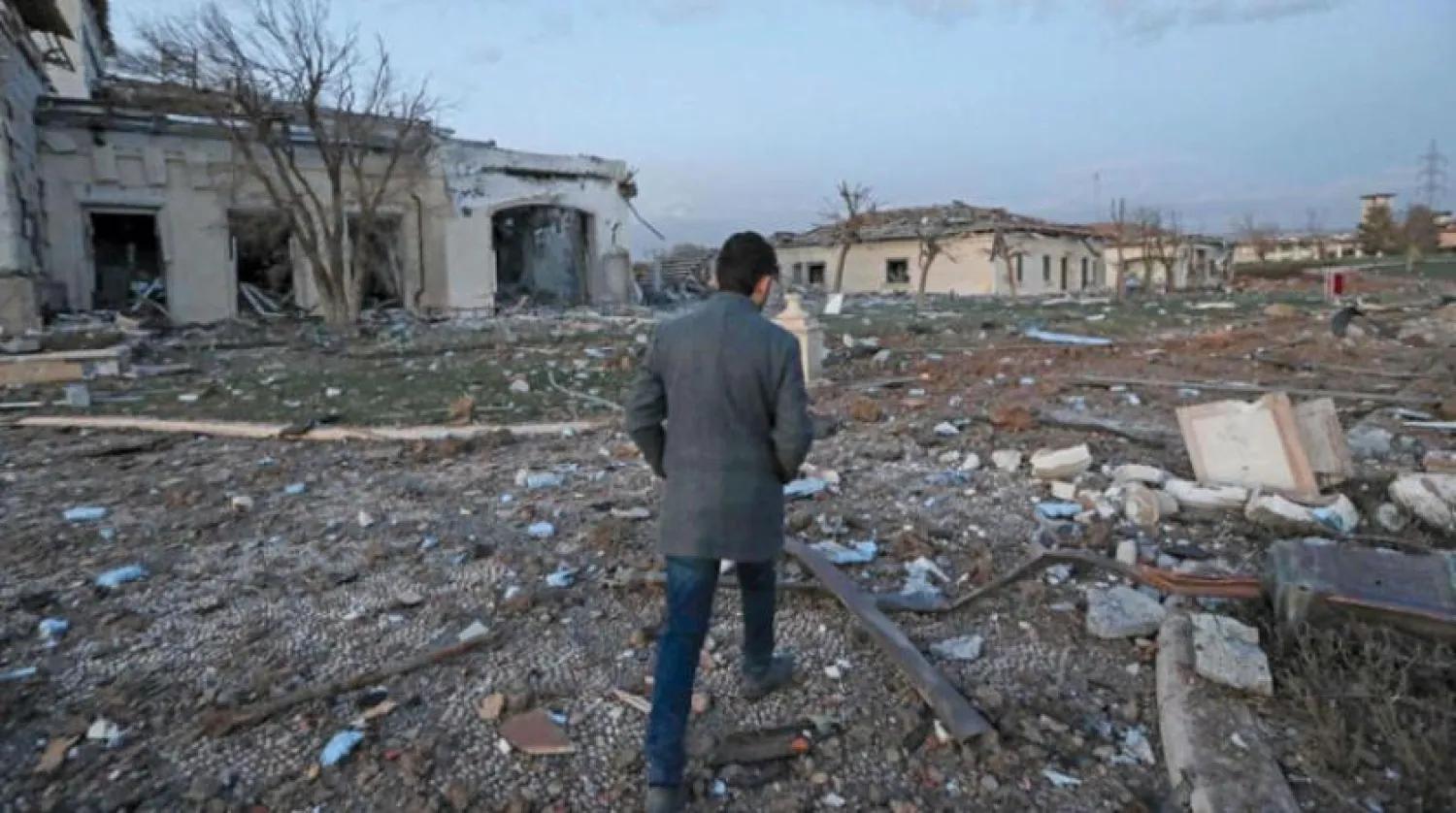 Saldırıda hasar gören Erbil’deki bölge. (AFP)