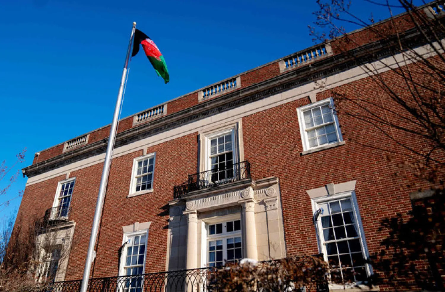 The Embassy of Afghanistan in Washington, DC, on March 13, 2022. (AFP)
