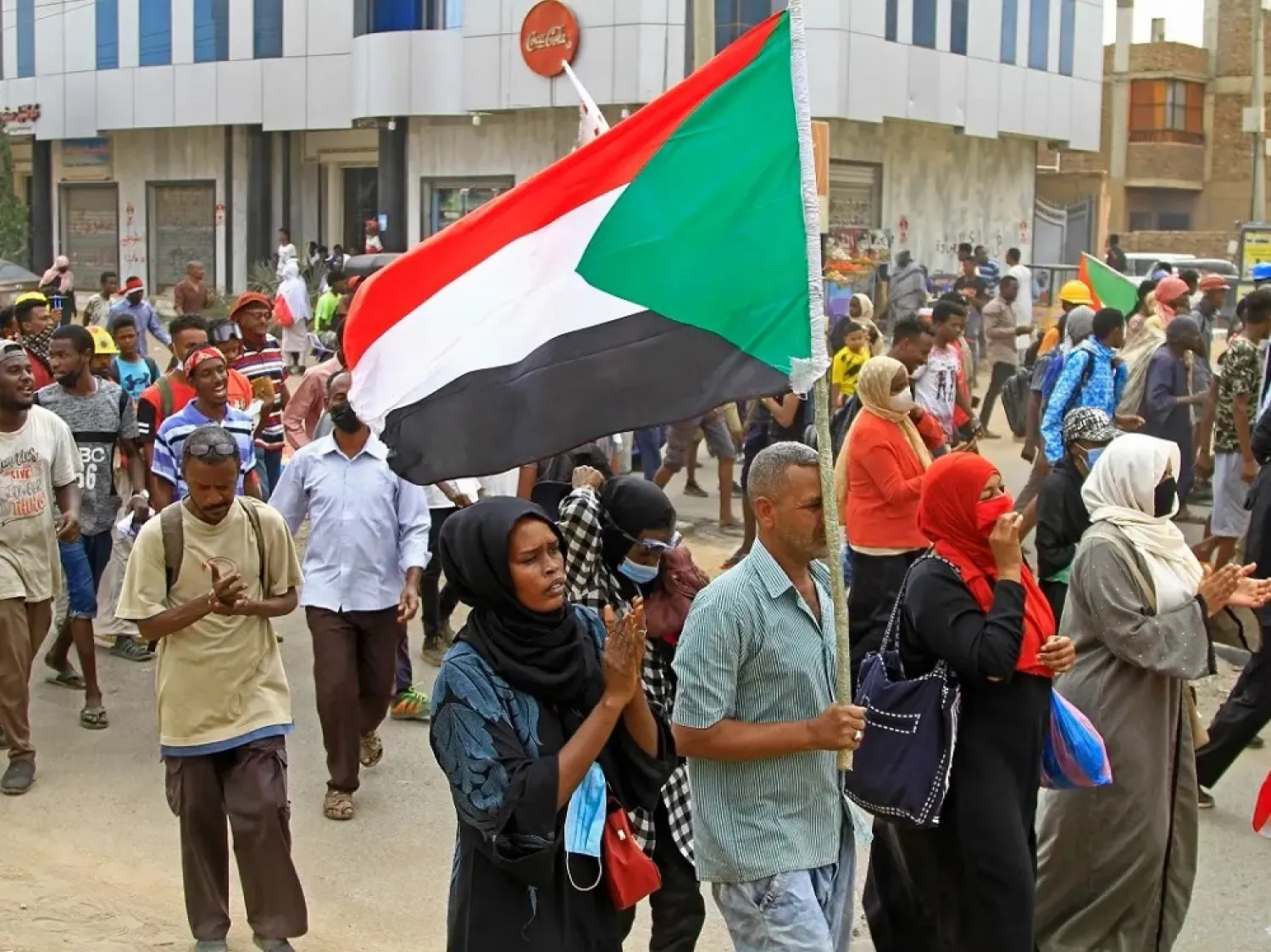 Sudanese protesters rally against the October military coup which has led to scores of arrests, in the capital Khartoum on February 24, 2022. (AFP)