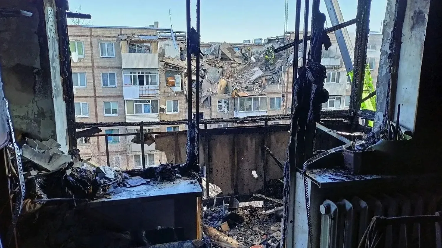 An interior view shows an apartment inside a residential building damaged by an airstrike, as Russia’s attack on Ukraine continues, in Kharkiv, Ukraine on March 15, 2022. (Reuters)