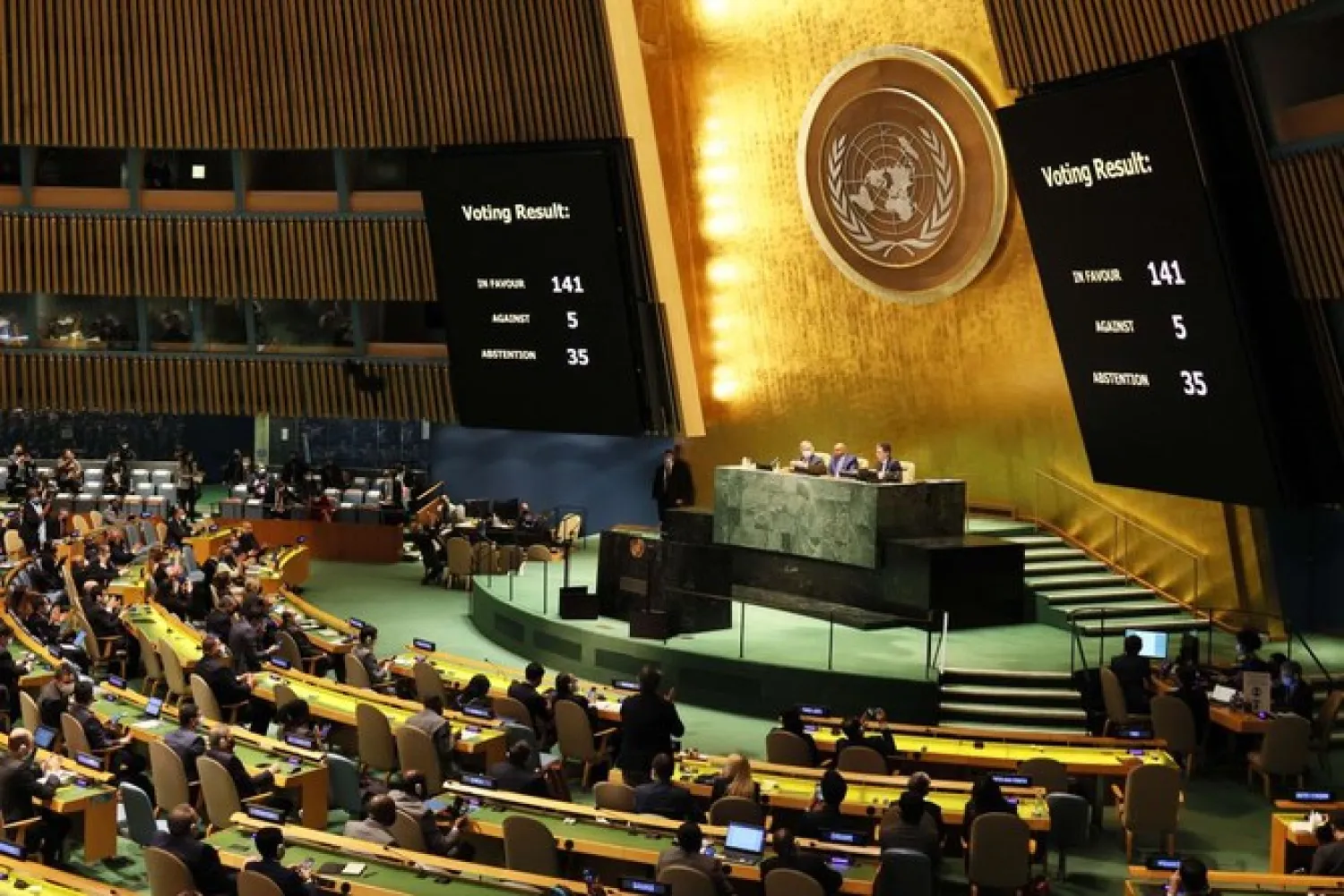File: The UN General Assembly continued its 11th Emergency Special Session where a vote was held on a draft resolution to condemn Russia over the invasion of Ukraine. (AFP)
