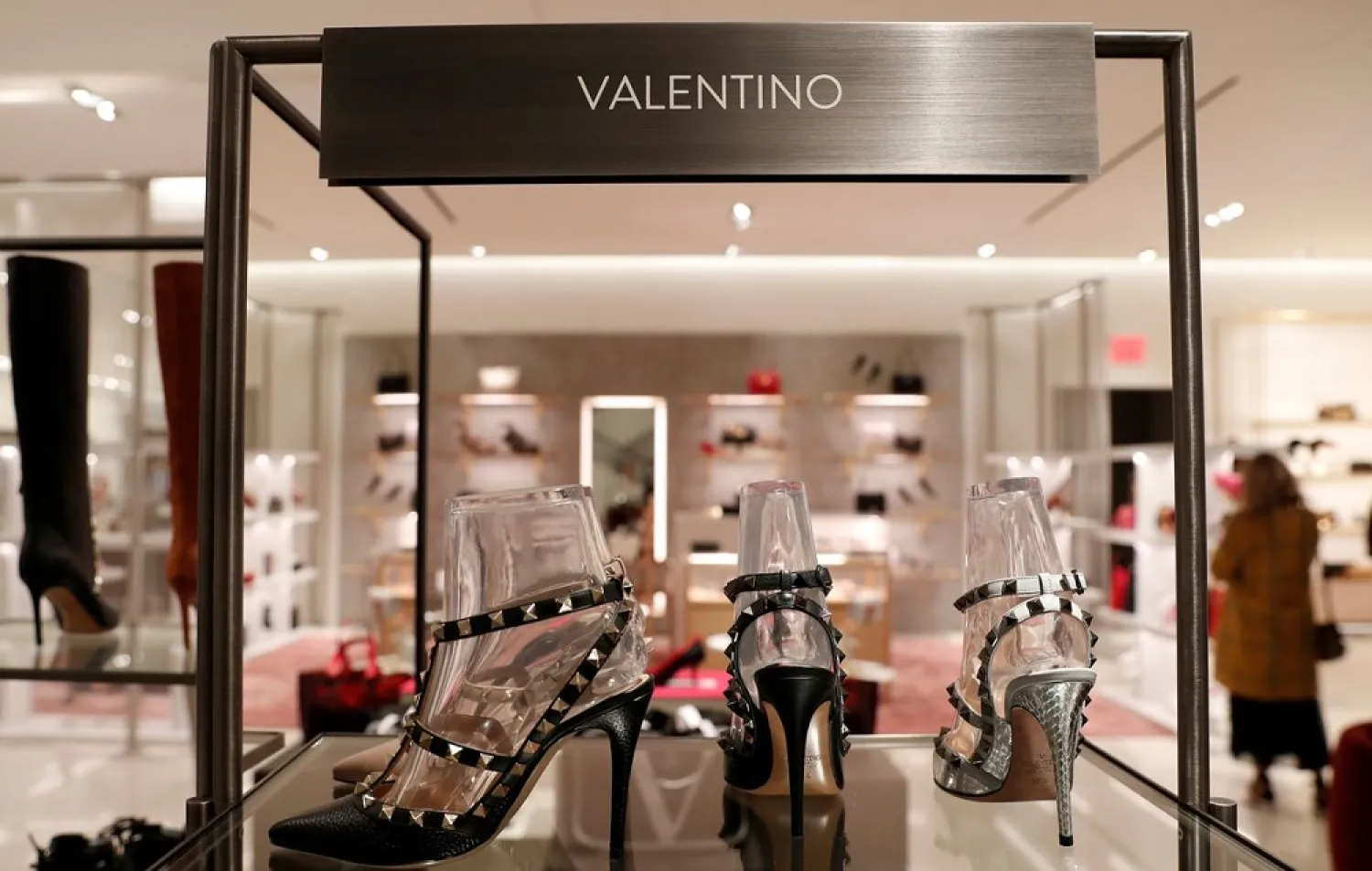 Designer Valentino shoes are seen on display at the Nordstrom flagship store is seen during a media preview in New York, US, October 21, 2019. (Reuters)
