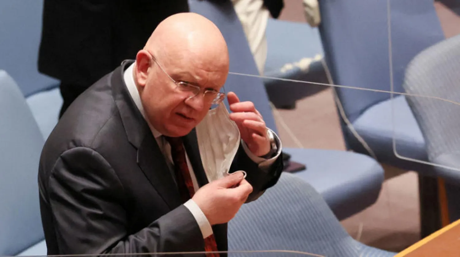 المندوب الروسي الدائم لدى الأمم المتحدة يندد بالقرار الغربي معتبراً أنه «معاد لروسيا» (رويترز)