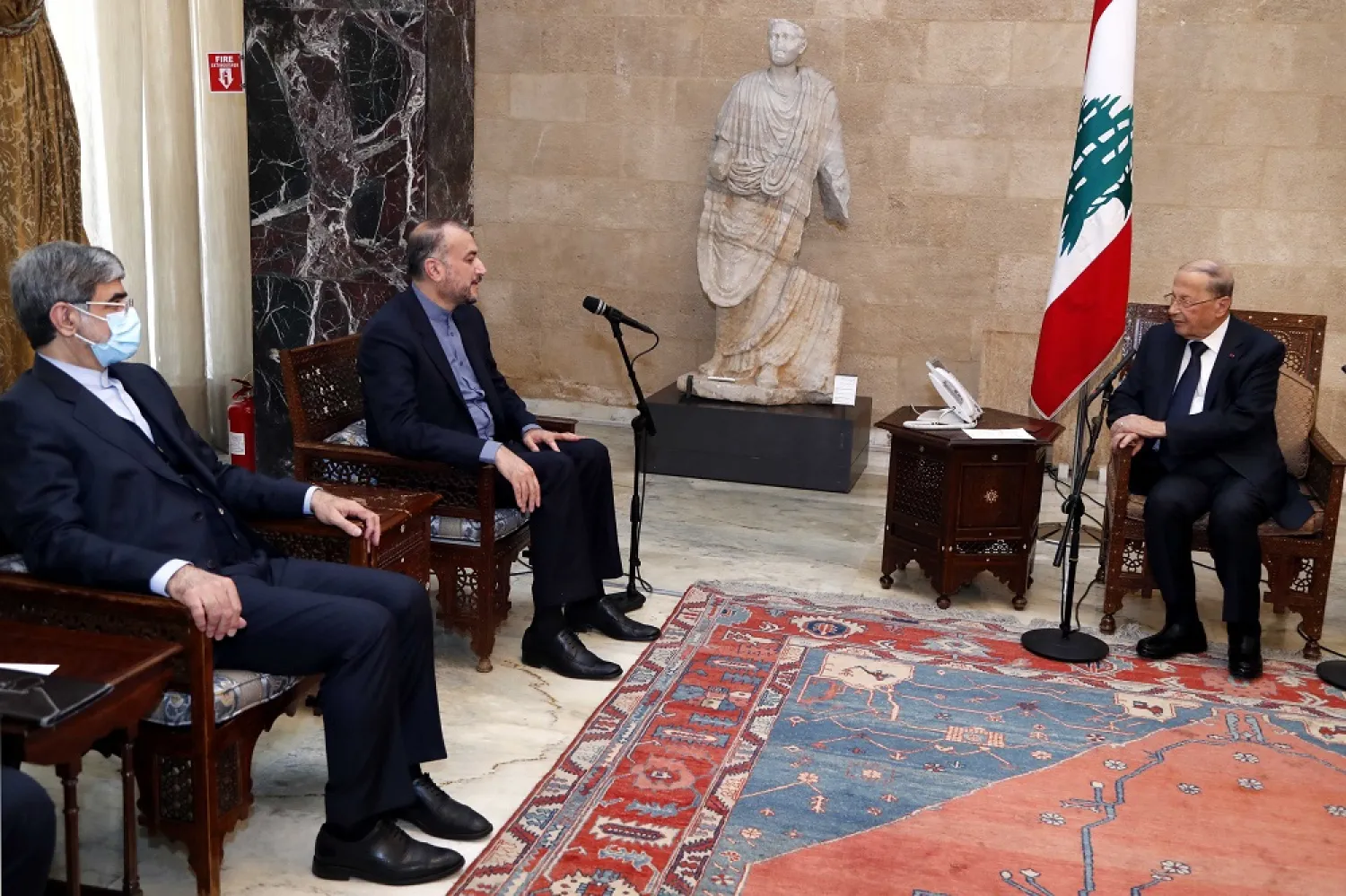 President Aoun holds talks with Amirabdollahian at the Baabda presidential palace. (Dalati & Nohra)