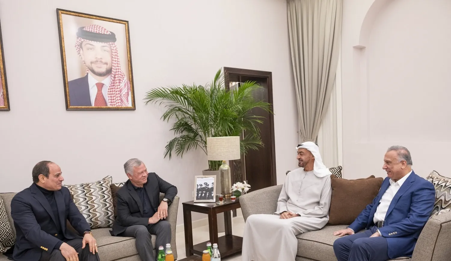 From left to right: President Sisi, King Abdullah II, Sheikh Mohamed and PM Kadhimi hold talks in Aqaba, Jordan. (WAM)