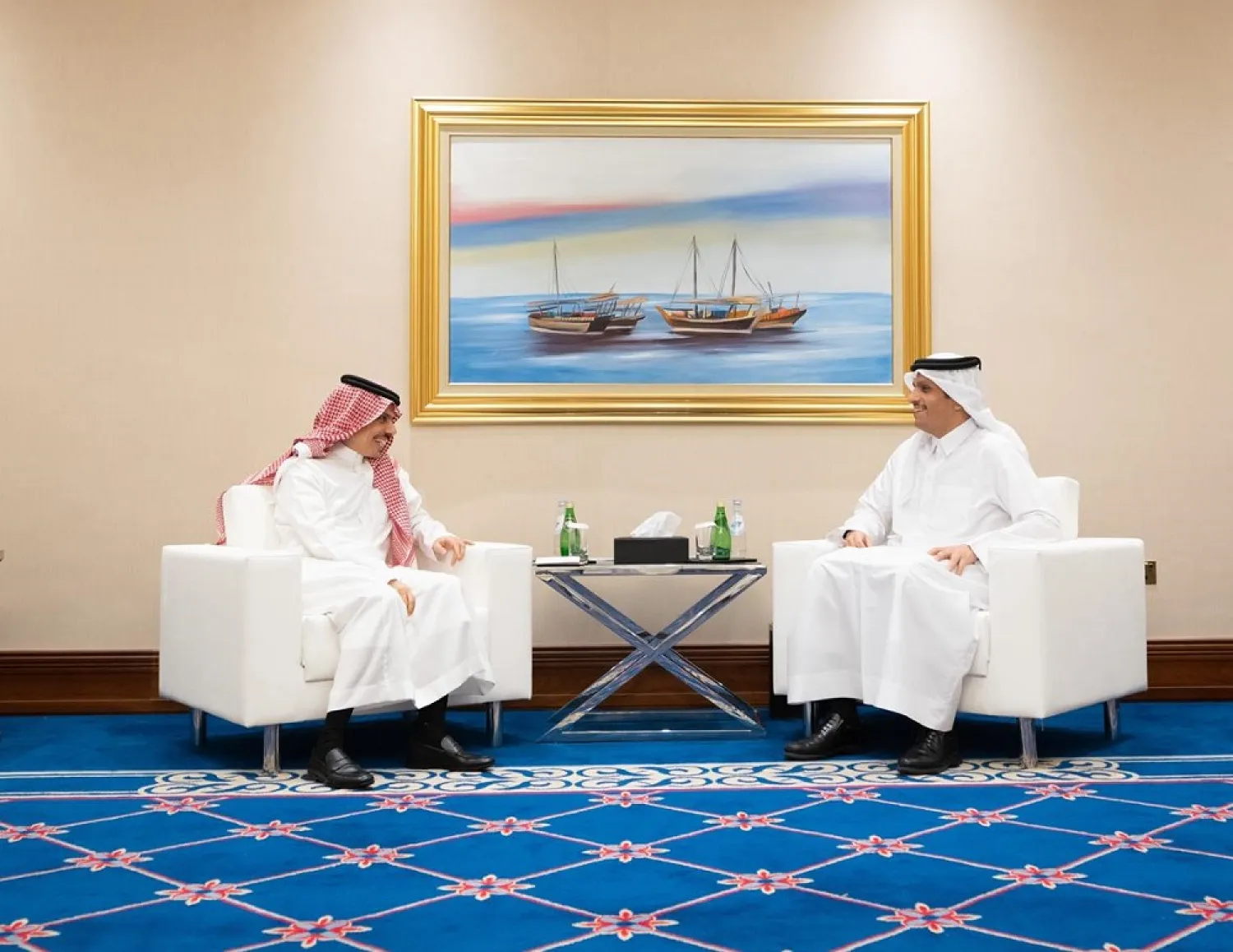 The Saudi and Qatari foreign ministers meet in Doha. (SPA)