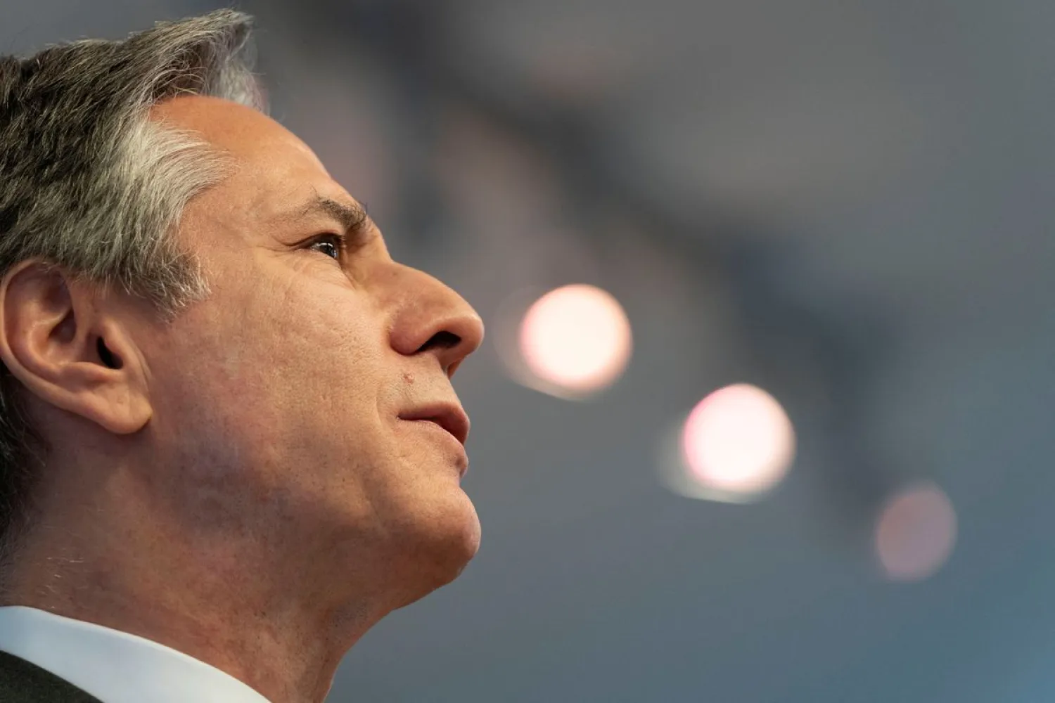 U.S. Secretary of State Antony Blinken speaks during a news conference with Israel's Foreign Minister Yair Lapid at Israel's Ministry of Foreign Affairs in Jerusalem, March 27, 2022. Jacquelyn Martin/Pool via REUTERS

