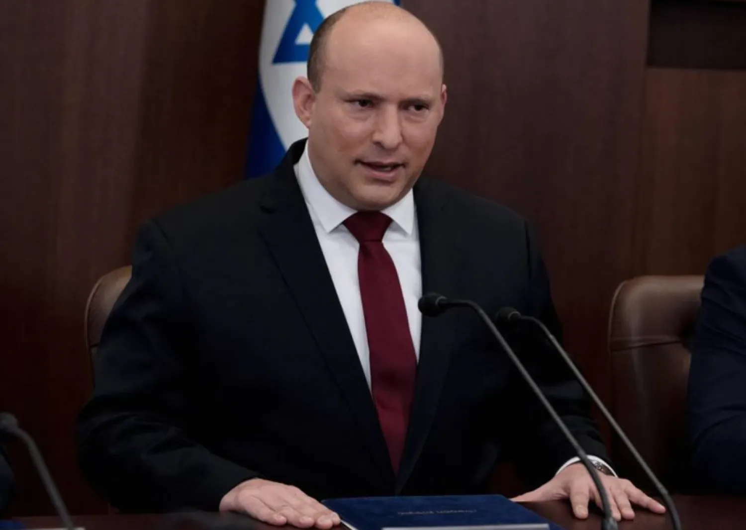 Israeli Prime Minister Naftali Bennett chairs the weekly cabinet meeting in Jerusalem, March 20, 2022. Maya Alleruzzo/ Pool via REUTERS/File Photo