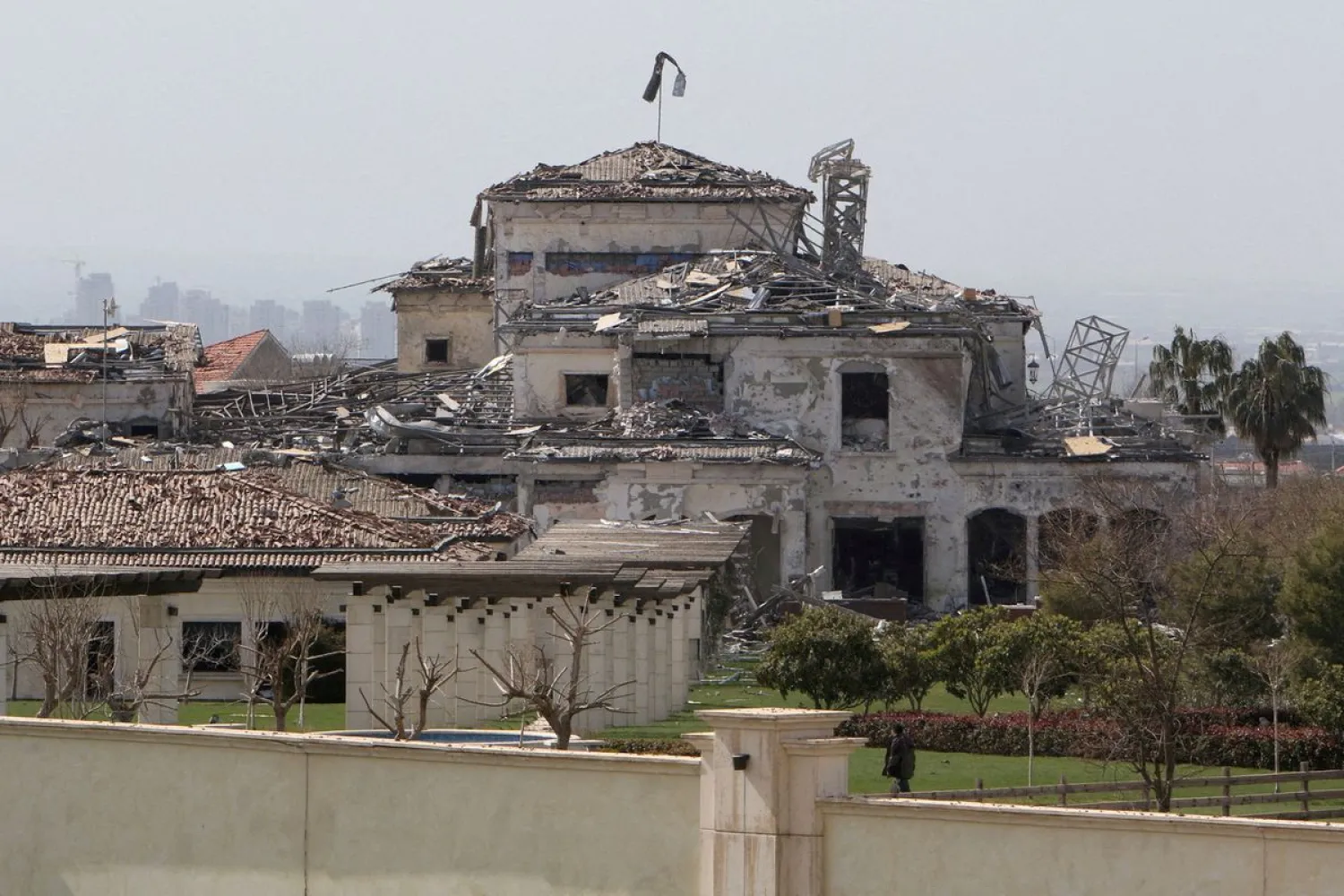 View of a damaged building in the aftermath of missile attacks in Erbil, Iraq March 13, 2022. (Reuters)