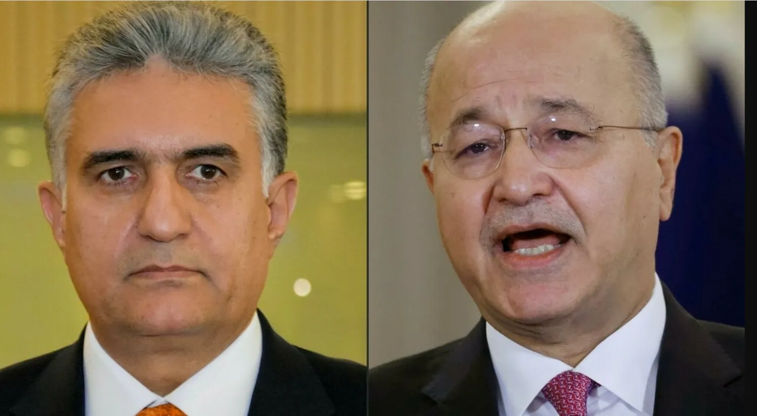 A combination of pictures shows Iraq's leading presidential candidates Rebar Ahmed (L) and Barham Saleh (R) -, Ludovic MARIN Kurdistan Regional Government/AFP/File
